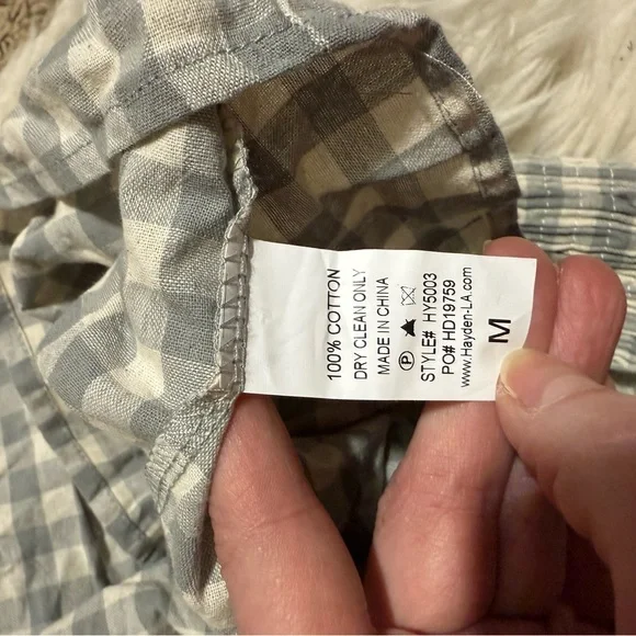 Hayden Los Angeles Smocked Cuff V Neck‎ Tiered Plaid Dress Size Medium NWT - Picture 10 of 11